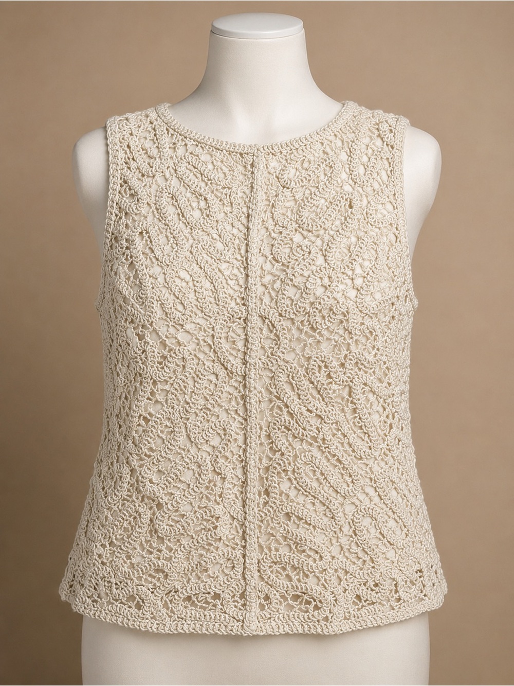 A New Day Cream Crochet Lace Tank Top XS NWT Boho Fully Lined Sleeveless